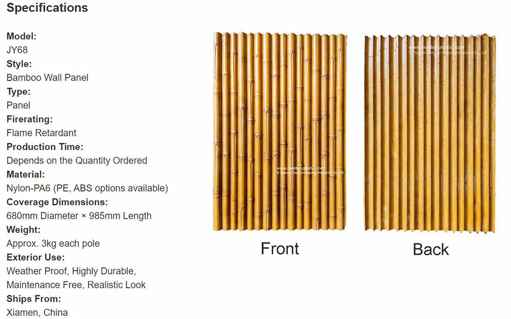 Synthetic Bamboo Wall Cladding for Sale Jinyang Industrial
